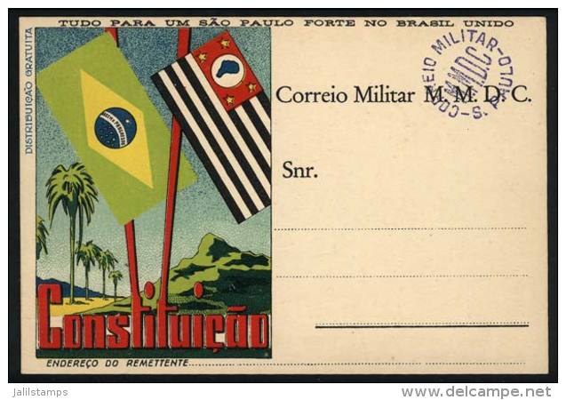 Constitutionalist Campaign Of Sao Paulo And Mato Grosso: RHM.BPR-9, Unused Postal Card, Very Fine Quality! - Ganzsachen