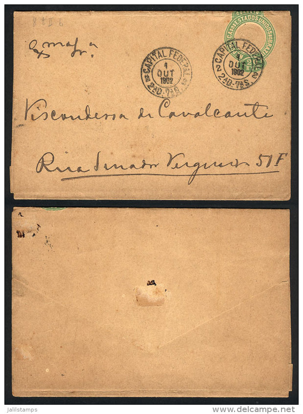 RHM.CT-7, Wrapper, With Sharp Tip On Back, Used In Rio On 1/OC/1902, VF Quality, Catalog Value 240Rs. - Postal Stationery