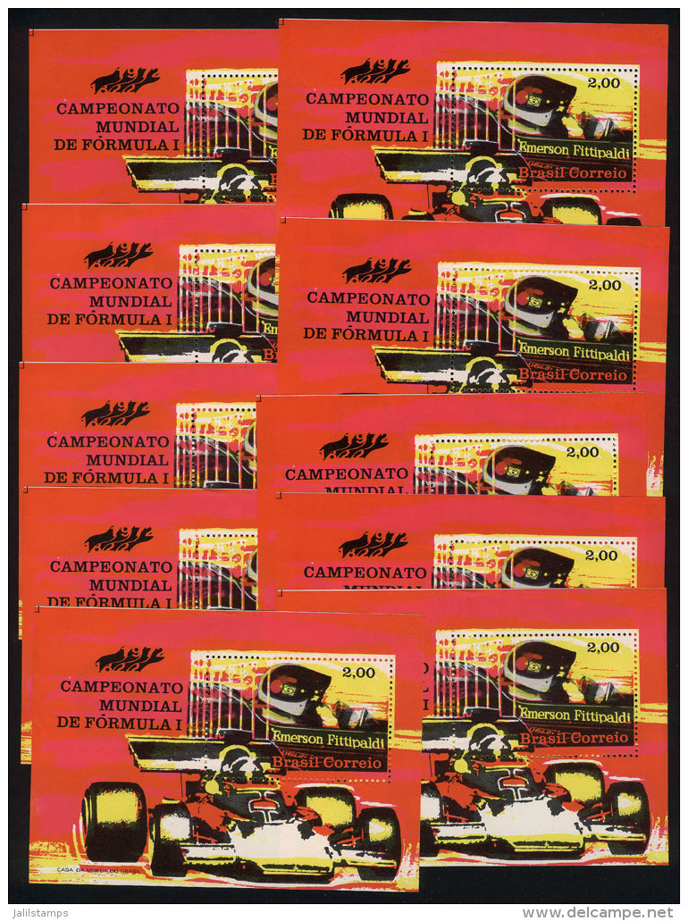 RHM.B-33, 1972 Emerson Fittipaldi, F1 World Champion, 10 MNH Souvenir Sheets, Excellent Quality! - Blocks & Kleinbögen