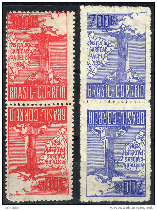 Sc.392a/393a, 1934 Christ The Redeemer, TETE-BECHE Pairs, Mint No Gum, Fine Quality! - Unused Stamps