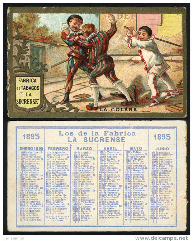 Pocket Calendar Of 1895 With Advertising For Tobacco Factory "LA SUCRENSE", Nice Illustration, Fine Quality - Other & Unclassified