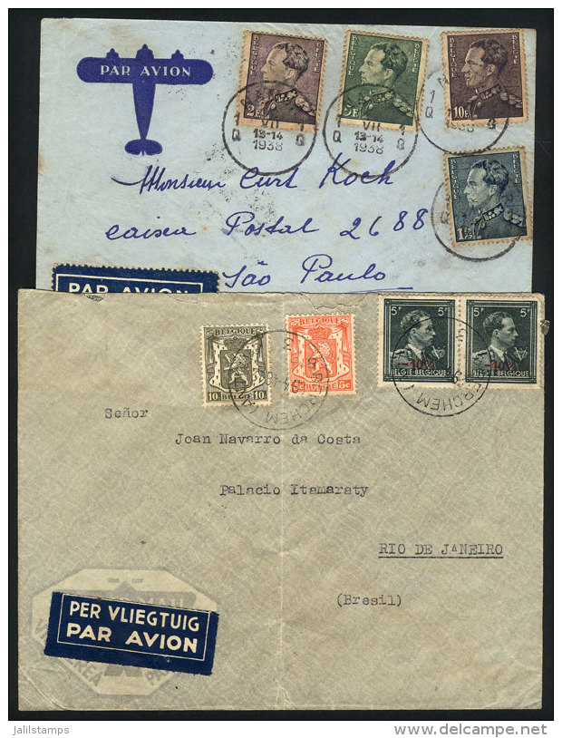 2 Airmail Covers Sent To Brazil In 1938 And 1948, Low Start! - Other & Unclassified