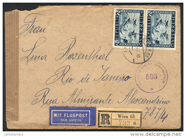 Registered Airmail Cover Sent From Wien To Brazil On 21/MAY/1947 With Nice Postage Of 4S., VF Quality! - Other & Unclassified