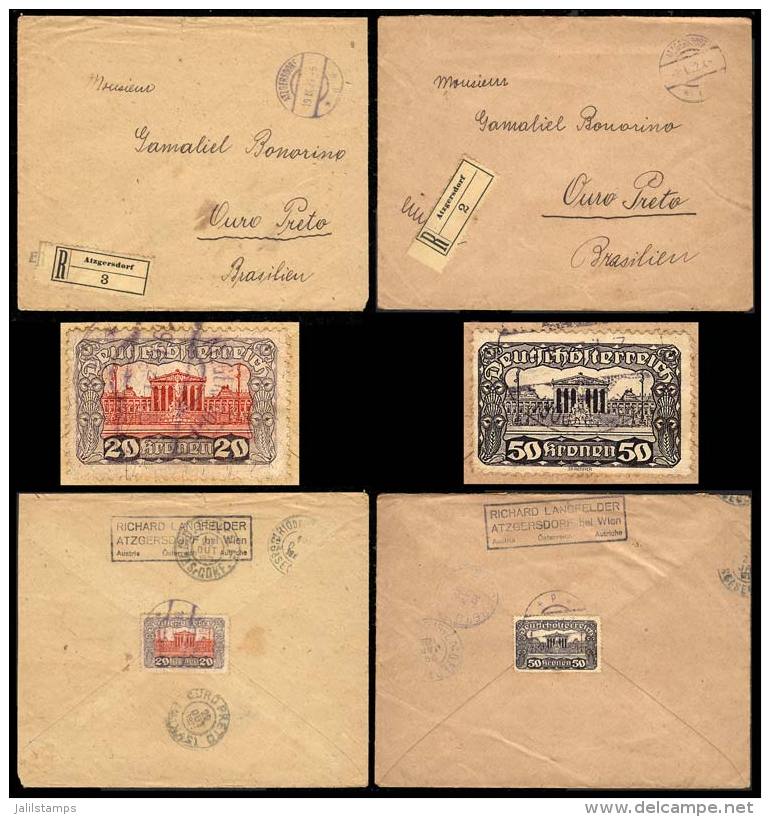 2 Registered Covers Sent To Ouro Preto (Brazil) In 1921 And 1922, Franked On Reverse By Sc.226 (20K.) And 248... - Other & Unclassified