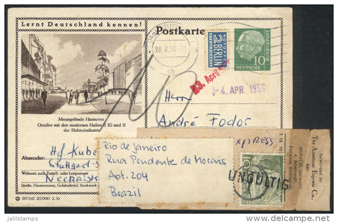 Postal Card Illustrated With View Of The Hannover Exhibition, Sent On 28/MAR/1956 To An Address In Germany And... - Autres & Non Classés