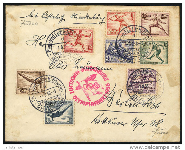 Cover Flown On The Hindenburg In The Special Olympic Flight, Franked With The Complete Set Sc.B82/B89, Sent From... - Briefe U. Dokumente