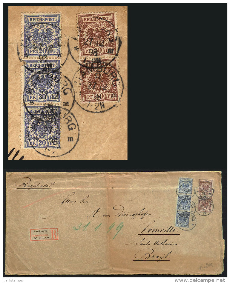 Registered Cover Sent From Hamburg To Brazil On 27/DE/1898, Nice Postage Of 1.60Mk., Fine Quality! - Briefe U. Dokumente