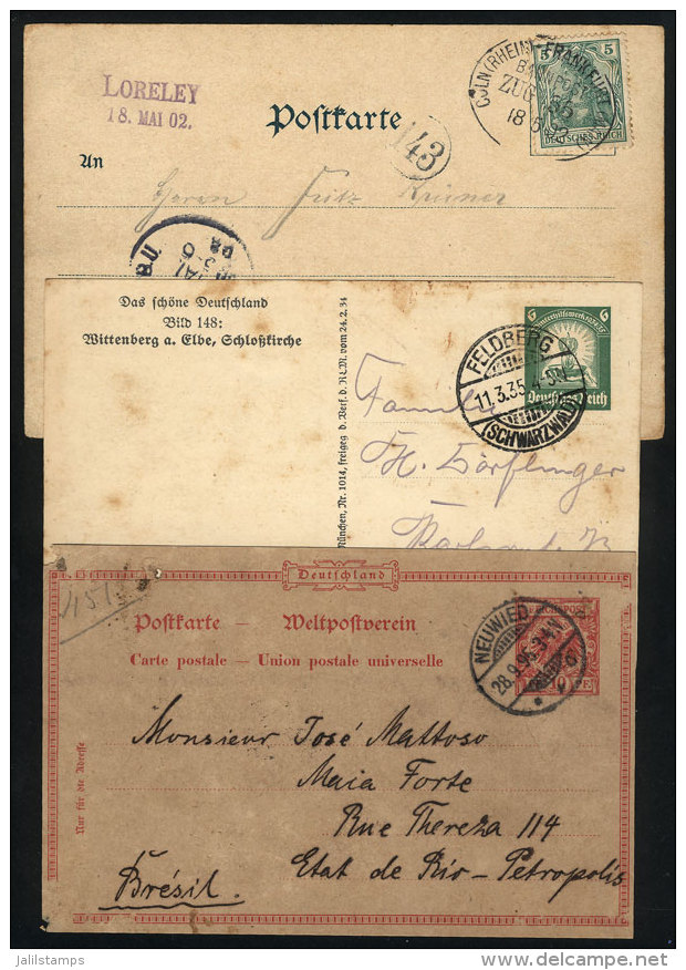 3 Cards (2 Stationeries) Mailed Between 1895 And 1935, One PC Sent From Loreley With Nice RAILWAY Cancel, One... - Andere & Zonder Classificatie