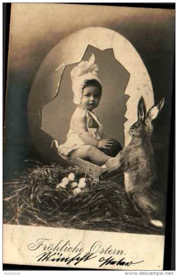 Enfant 205 - Surréalisme Pâques Lapin Oeuf (cachet Hodonin à Goding, 1905 - Scènes & Paysages