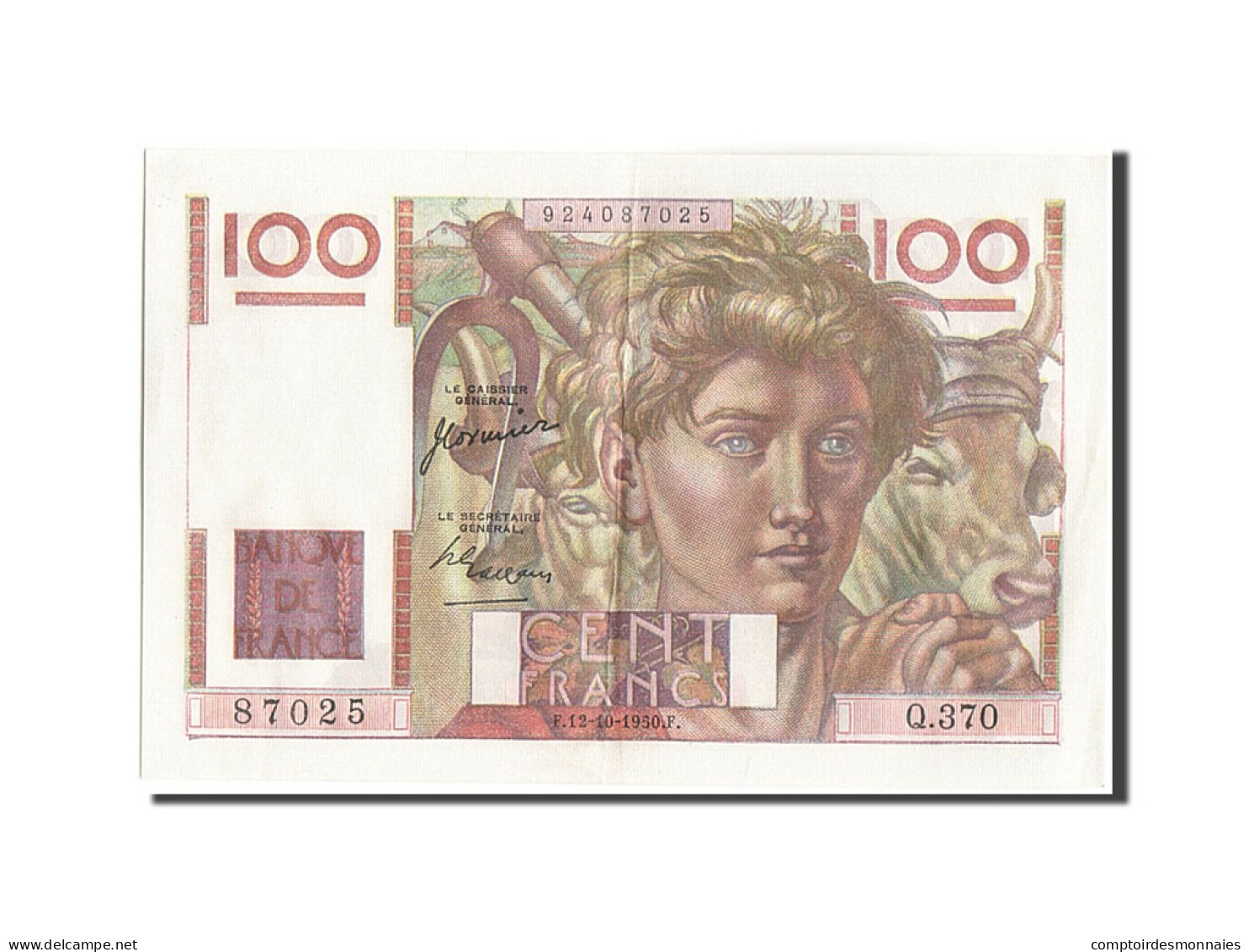 Billet, France, 100 Francs, 100 F 1945-1954 ''Jeune Paysan'', 1950, 1950-10-12 - 100 F 1945-1954 ''Jeune Paysan''