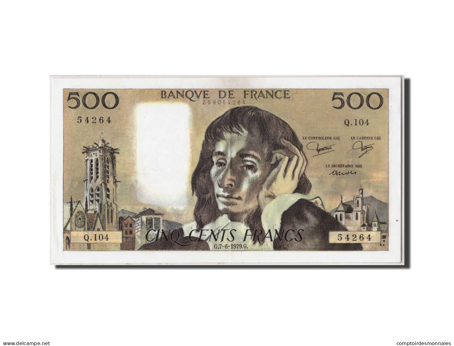 Billet, France, 500 Francs, 500 F 1968-1993 ''Pascal'', 1979, 1979-06-07, TTB+ - 500 F 1968-1993 ''Pascal''