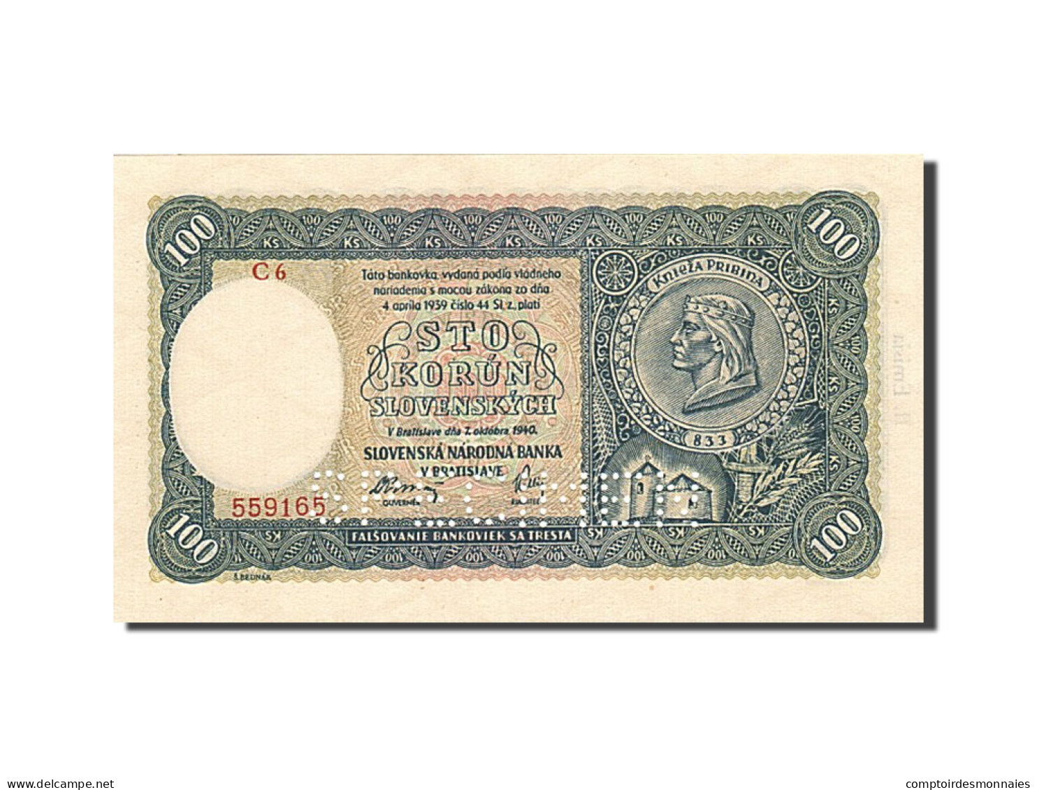 Billet, Slovaquie, 100 Korun, 1940-1944, 1940-10-07, KM:10a, NEUF - Slovaquie