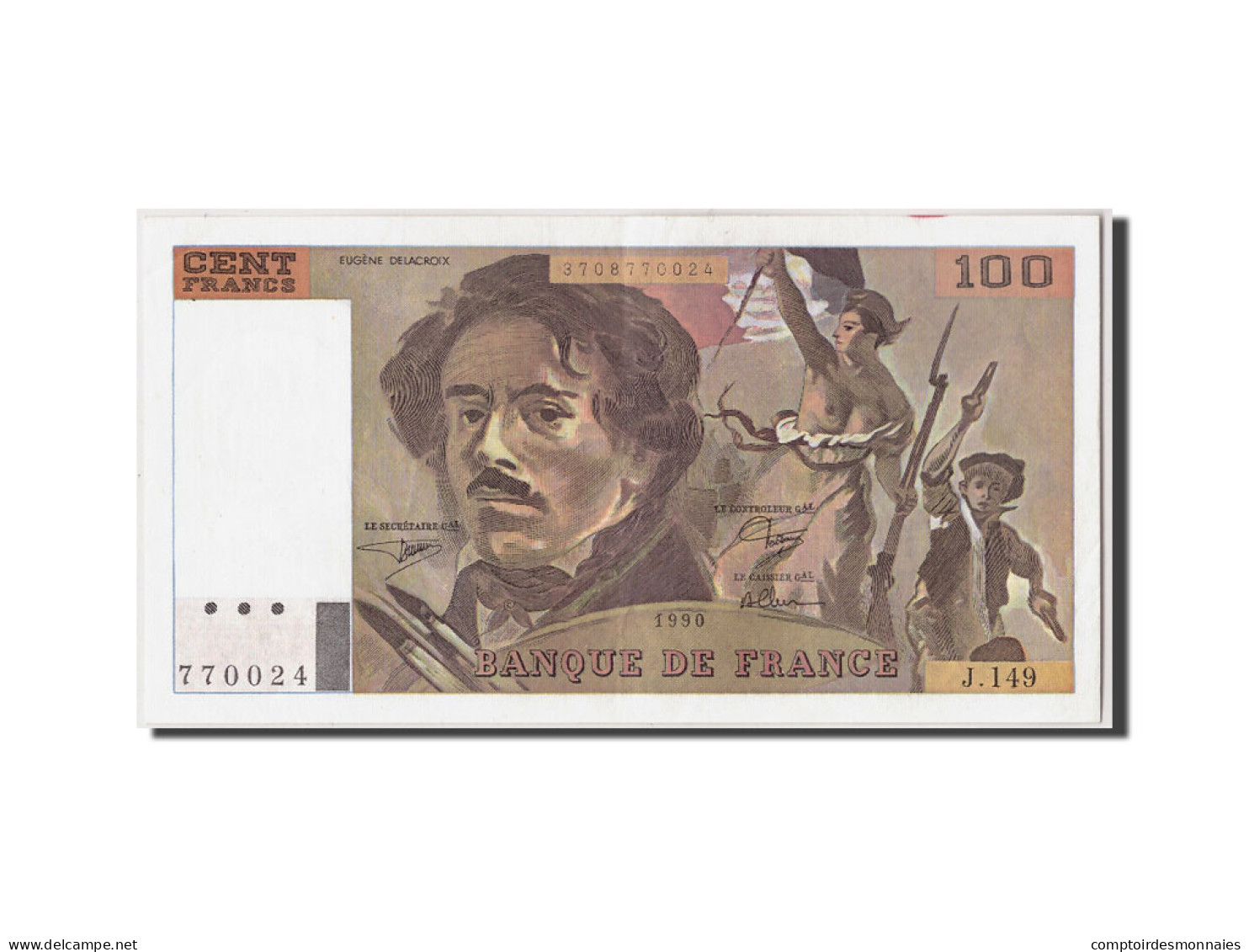 Billet, France, 100 Francs, 100 F 1978-1995 ''Delacroix'', 1990, SUP - 100 F 1978-1995 ''Delacroix''
