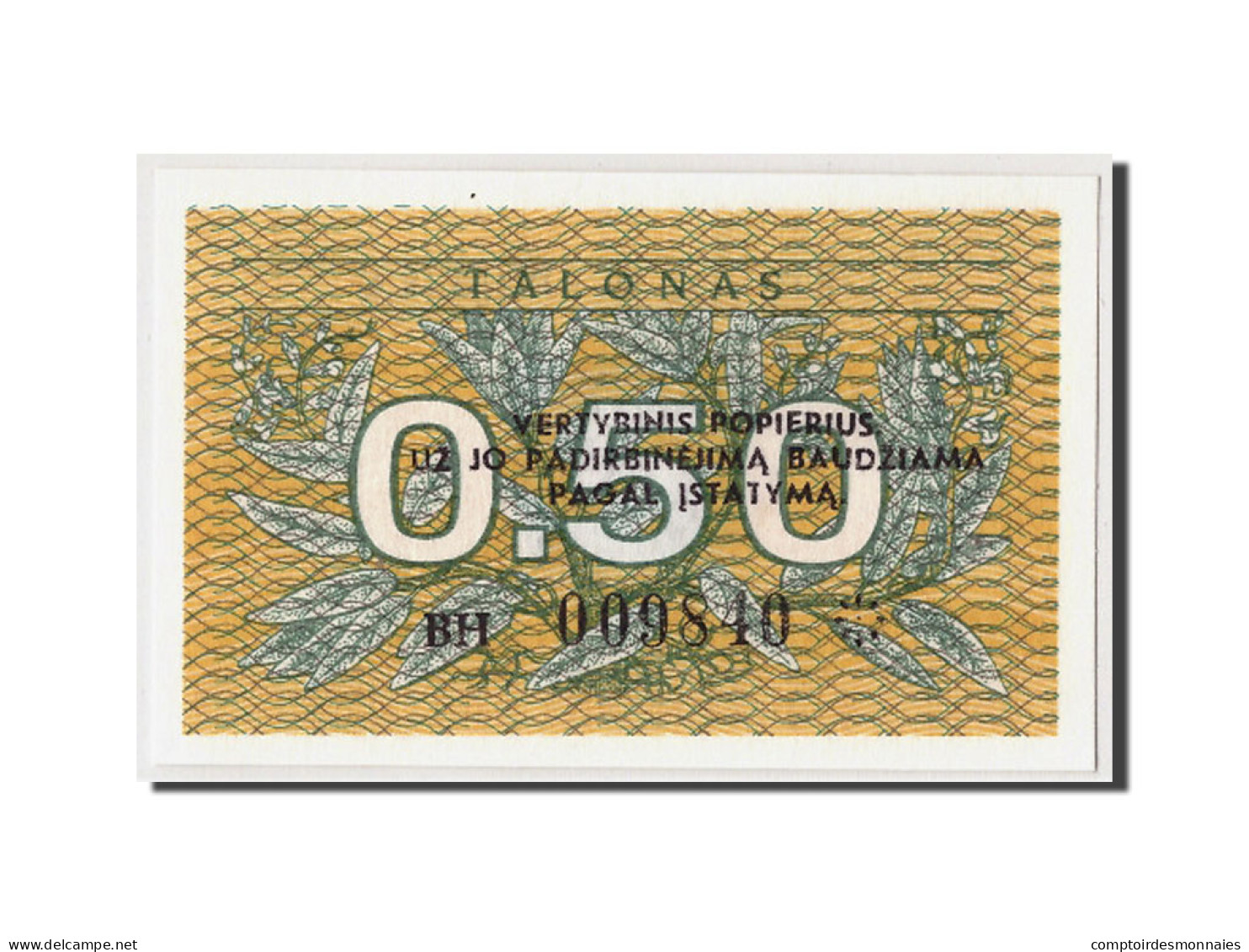 Billet, Lithuania, 0.50 Talonas, 1991, Undated, KM:31b, NEUF - Litauen