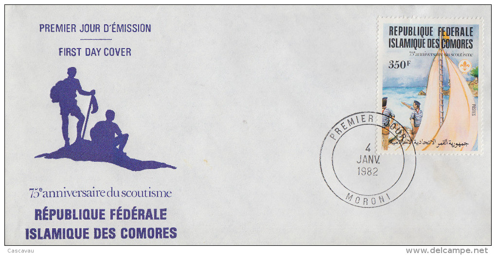 Enveloppe  FDC  1er  Jour   COMORES   75éme  Anniversaire  Du  Scoutisme  1982 - Comores (1975-...)