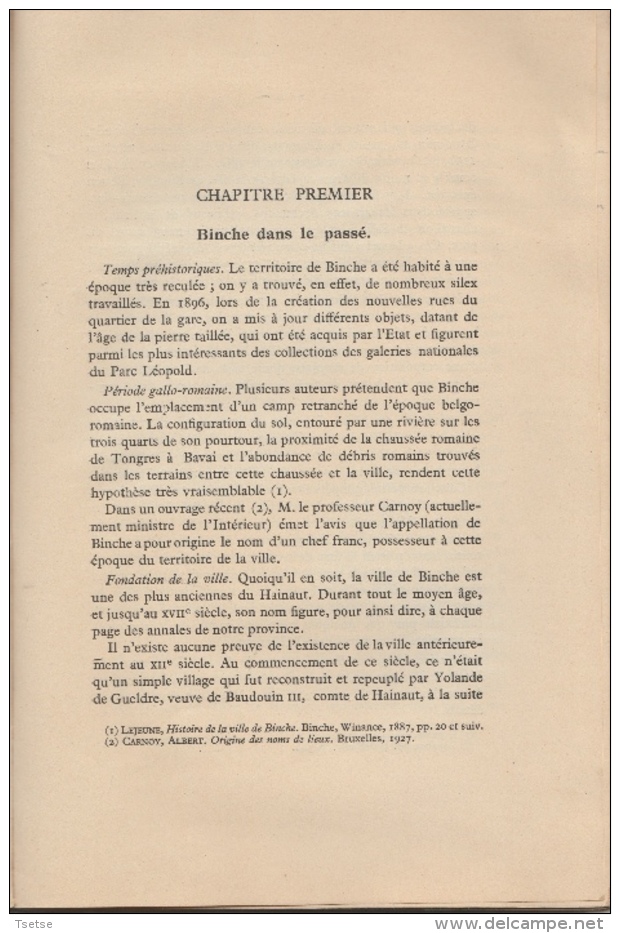 Les Monuments De La Ville De Binche - Livre D'Eugène Derbaix, Agrémenté De Plusieurs Photos - 1938 - 2me édition - Binche