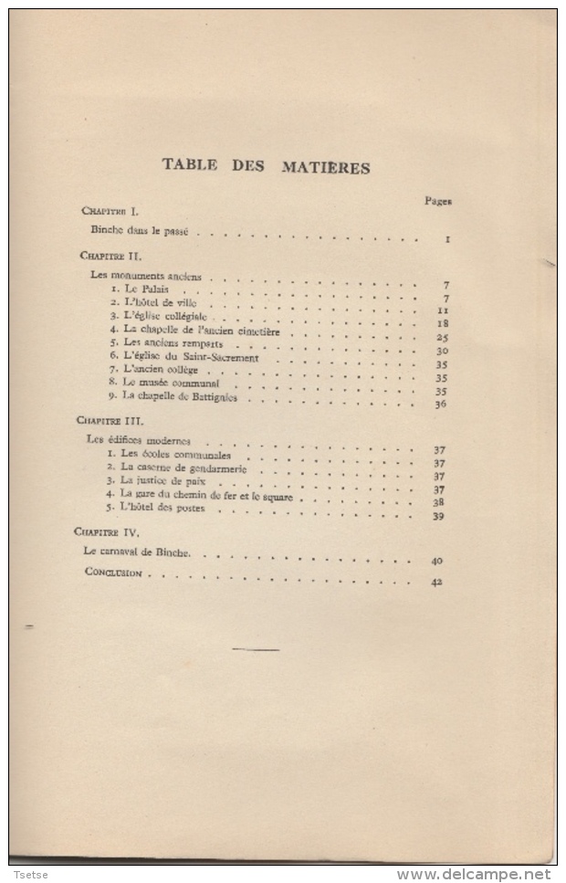 Les monuments de la Ville de Binche - Livre d'Eugène Derbaix, agrémenté de plusieurs photos - 1938 - 2me édition