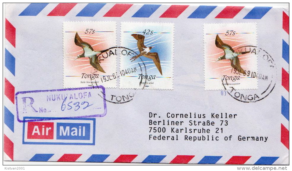 Postal History Cover: Superb Tonga Cover With Birds, Fish Stamps - Other & Unclassified