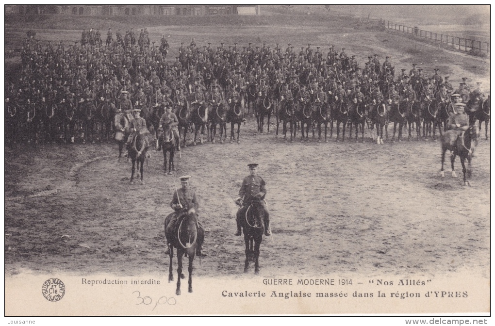 16 / 6 / 167  - GUERRE  1914 -  CAVALERIE ANGLAISE  MASSÉE  DANS  LA  RÉGION  D'YPRES - Manoeuvres