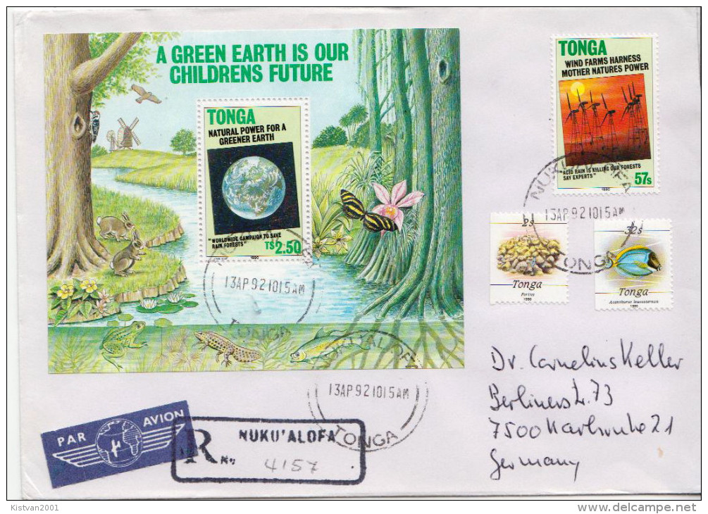 Postal History Cover: Superb Tonga R Cover With Green Earth SS - Crostacei