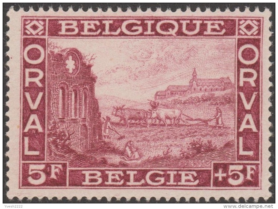 Belgique 1928 Y&T / COB 265. Abbaye D´Orval, 5 F. Moines Agriculteurs. Charrue, Vaches. Neuf Sans Charnière, MNH - Agriculture