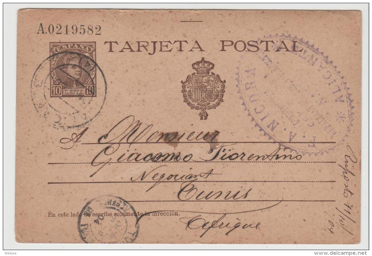EE070  SPANIEN -  Alicante Nach Tunis 1904 - 1850-1931