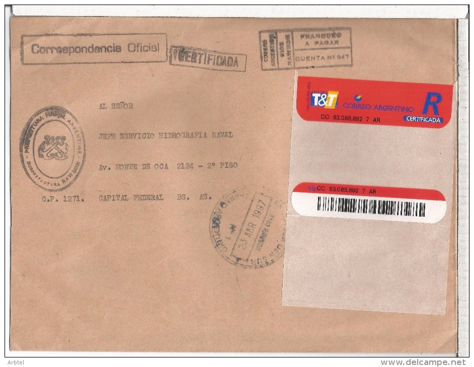 ARGENTINA CORREO OFICIAL NAVAL PREFECTURA RAWSON - Service