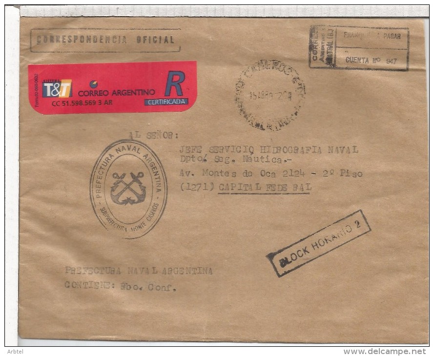 ARGENTINA CORREO OFICIAL NAVAL PREFECTURA MONTE CASERO - Service