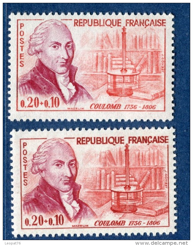 France - Variété N° Yvert 1297 Coulomb  Neufs **  2 Scans Recto Et Verso  Réf. 1263 - Unused Stamps