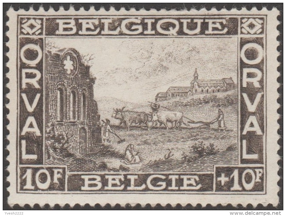 Belgique 1928 Y&T / COB 266. Abbaye D´Orval, 10 F. Moines Agriculteurs. Charrue, Vaches. Neuf Sans Charnière, MNH - Agriculture