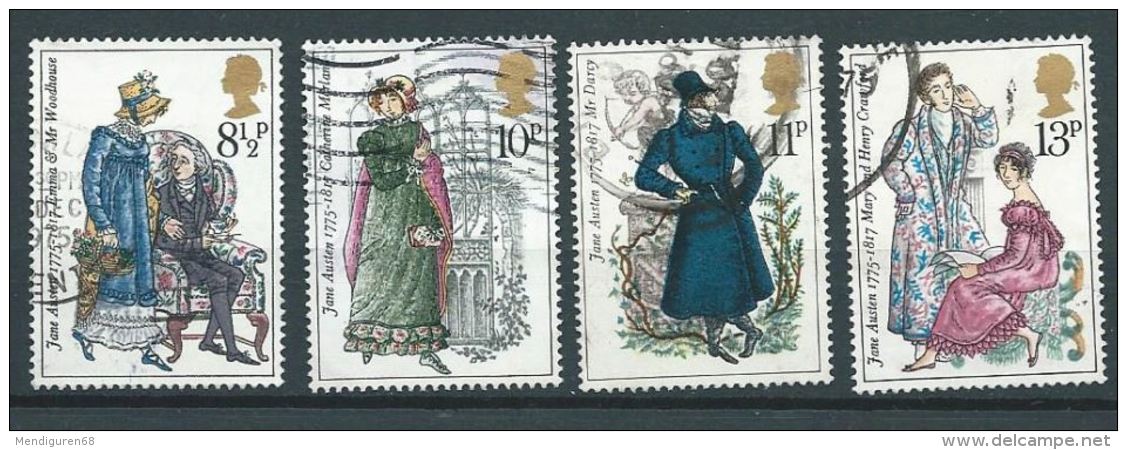 GB 1975 JANE AUSTEN SET OF 4 USED SG 989-92 MI 688-91 SC 753-56 IV 764-68 - Used Stamps