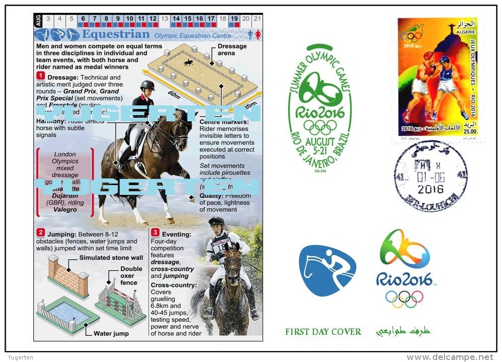 ALGERIE ALGERIA 2016 - FDC Olympic Games Rio 2016 Equestrian Olympische Spiele Olímpicos Olympics Hippisme - Estate 2016: Rio De Janeiro