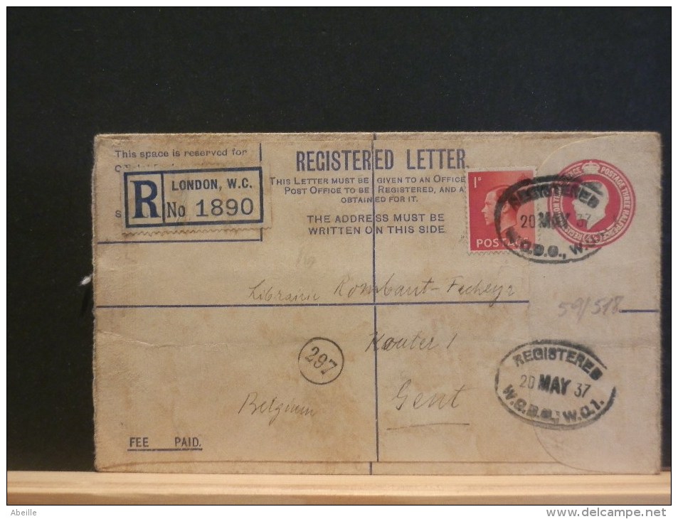 59/518   REGISTRED LETTER TO BELG.. - Stamped Stationery, Airletters & Aerogrammes