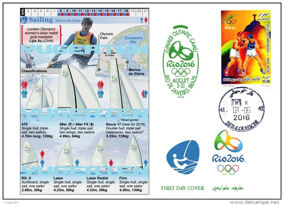 ALGERIE ALGERIA 2016 - FDC Olympic Games Rio 2016 Sailing Voile Olympische Spiele Olímpicos Olympics Segeln - Estate 2016: Rio De Janeiro