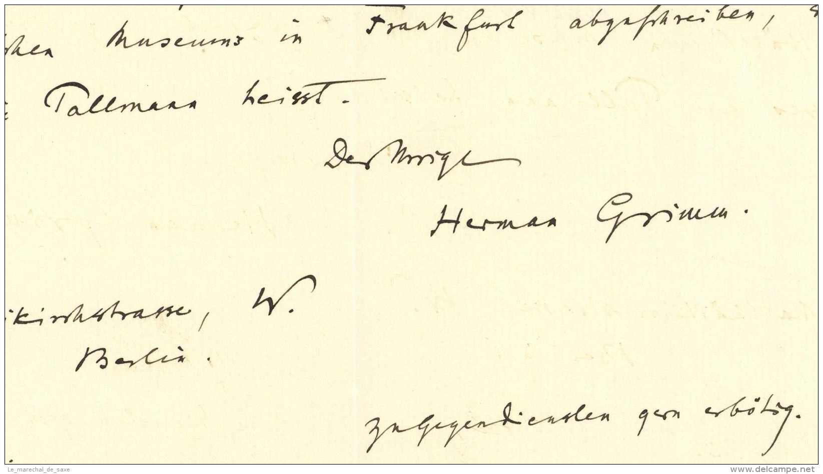 Herman Friedrich GRIMM (1828-1901) - Deutscher Schriftsteller, Kunsthistoriker - Berlin 1893 Frankfurt Städel Author - Autres & Non Classés