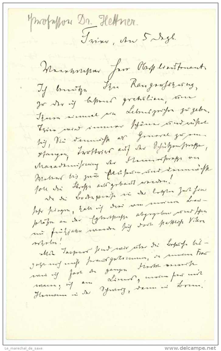 Felix HETTNER (1851-1902) - Archäologe - Trier 1898 - Archeologist Archeologue Stettin - Autres & Non Classés