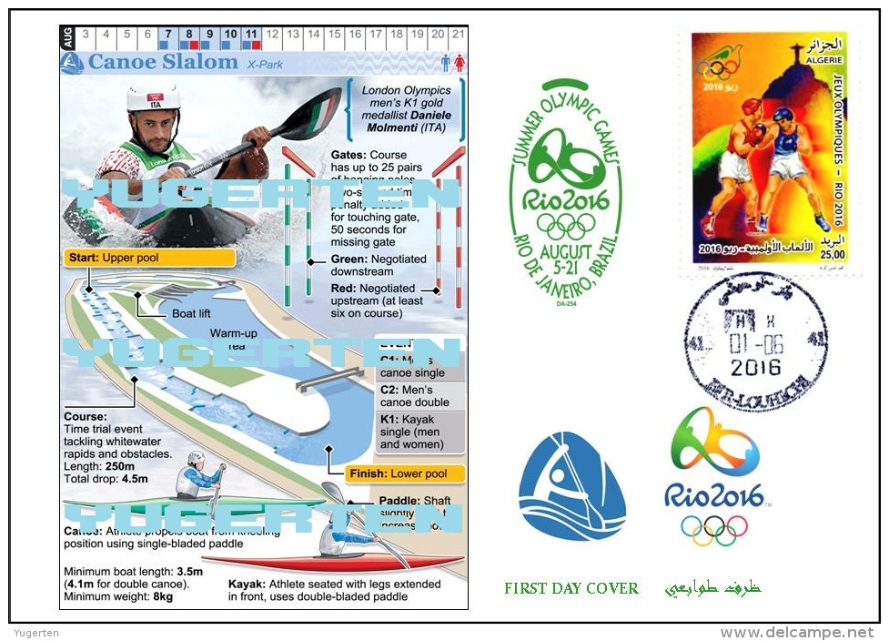 ALGERIE ALGERIA 2016 - FDC Olympic Games Rio 2016 Canoe Kayak Olympische Spiele Olímpicos Olympics - Eté 2016: Rio De Janeiro