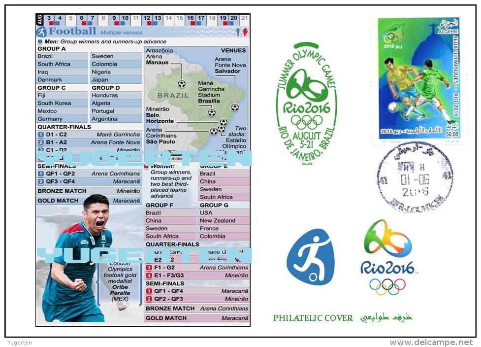 ALGERIE ALGERIA 2016 - FDC Olympic Games Rio 2016 Football Soccer Olympische Spiele Olímpicos Olympics - Estate 2016: Rio De Janeiro