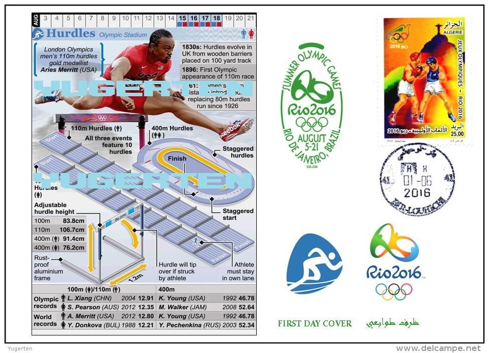 ALGERIE ALGERIA 2016 - FDC Olympic Games Rio 2016 Athletcs Hurdles Olympische Spiele Olímpicos Olympics - Summer 2016: Rio De Janeiro
