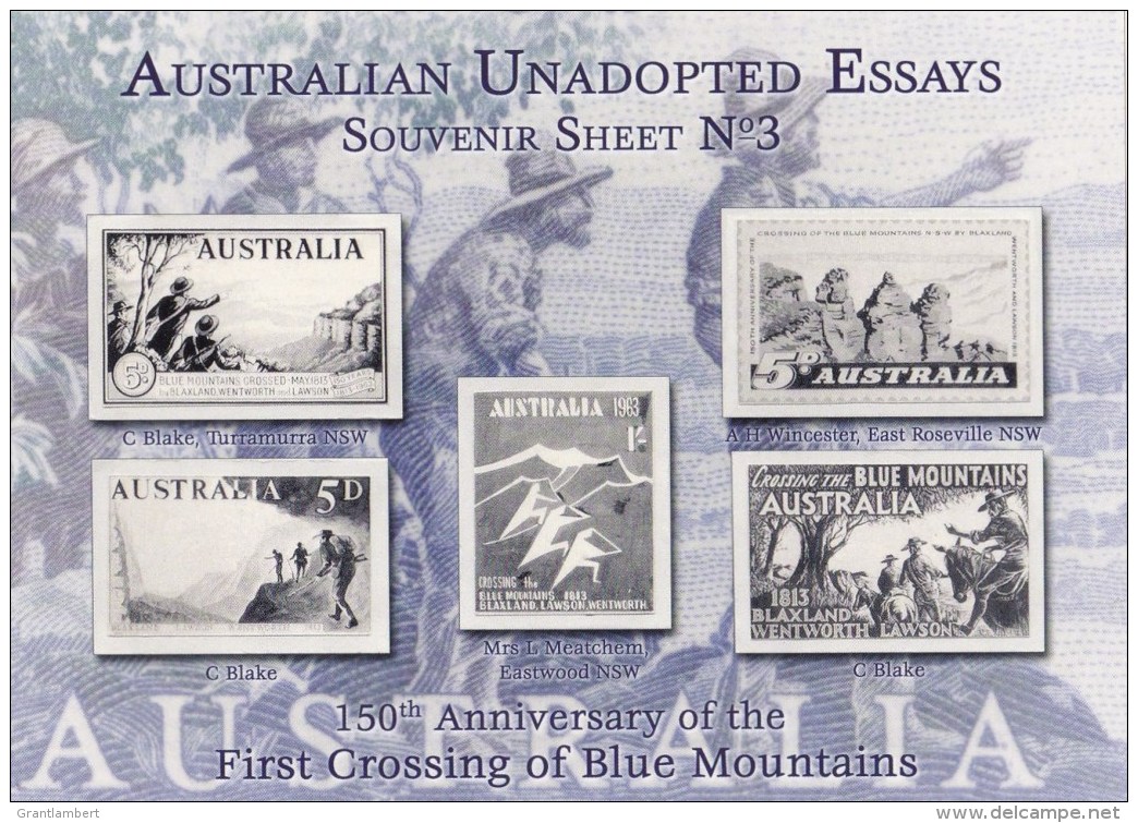 Australia Unadopted Essays Souvenir Sheet No 3 - First Crossing Of Blue Mountains Anniversary 1963 MNH (Cinderella) - Cinderellas