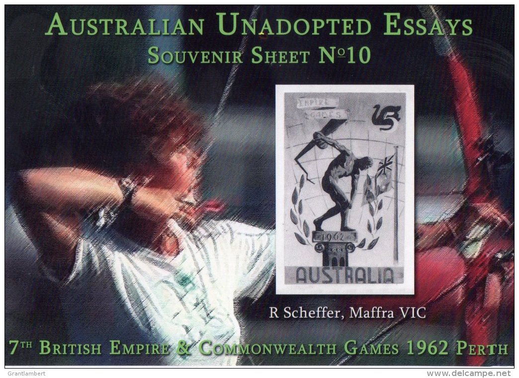 Australia Unadopted Essays Souvenir Sheet No 10 - Commonwealth Games Perth 1962 Discus MNH (Cinderella) - Cinderellas