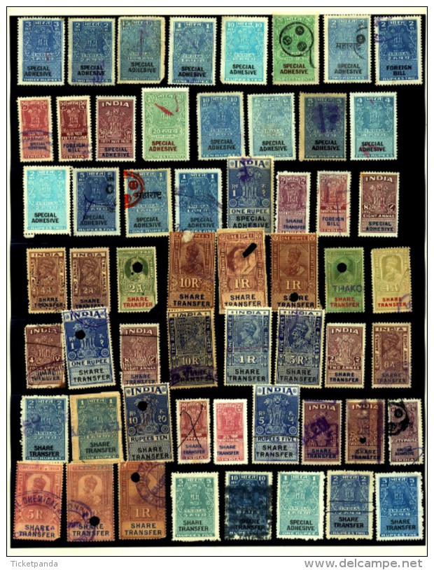 FISCAL-REVENUE STAMPS-PRE DECIMALS-COURT FEE-VARIOUS-CUTELY PUNCHED CANCELLATIONS-LOT-INDIA-MIXED-TP-295 - Verzamelingen & Reeksen
