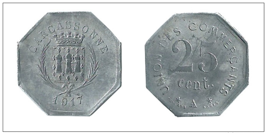 N2497 - Carcassonne: Union Des Commerçants: 25 Ct 1917 - Monétaires / De Nécessité