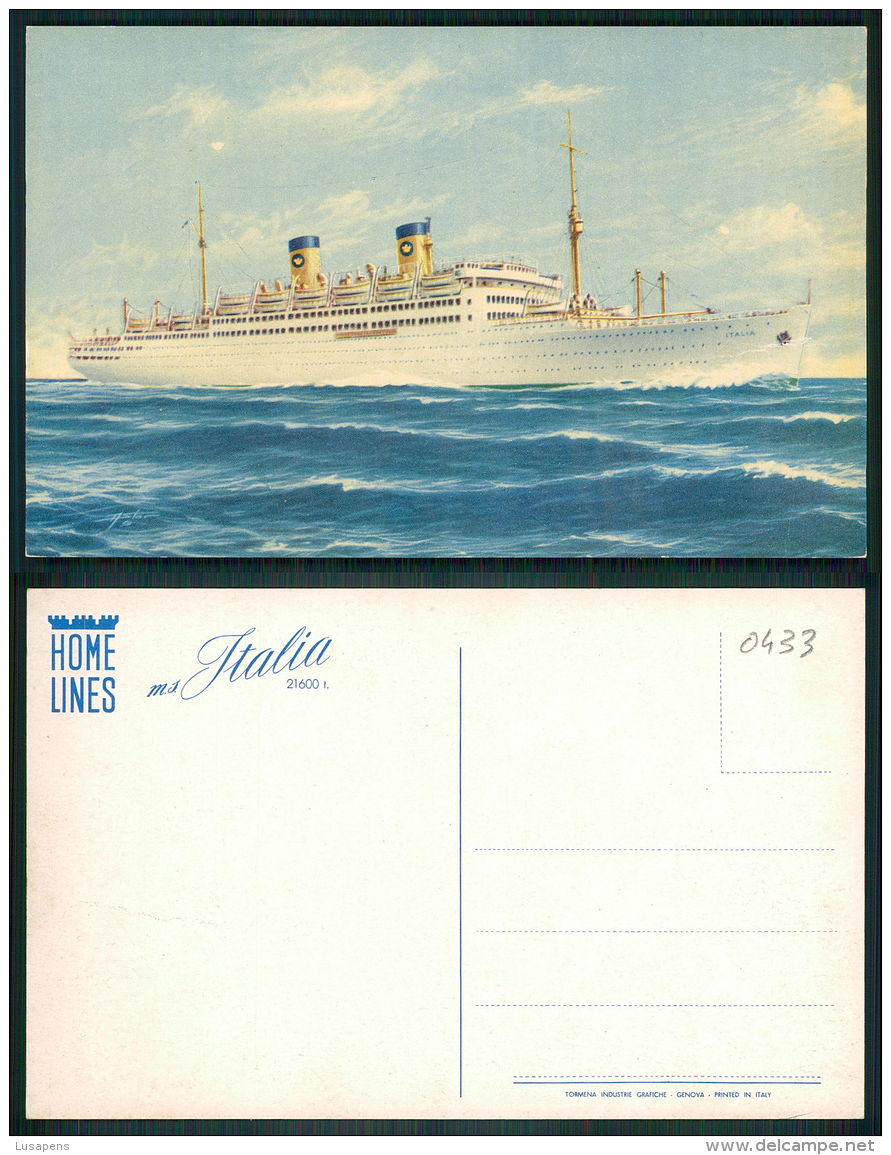 BARCOS SHIP BATEAU PAQUEBOT STEAMER [BARCOS #0433] - HOME LINES - S/S ITALIA - Dampfer