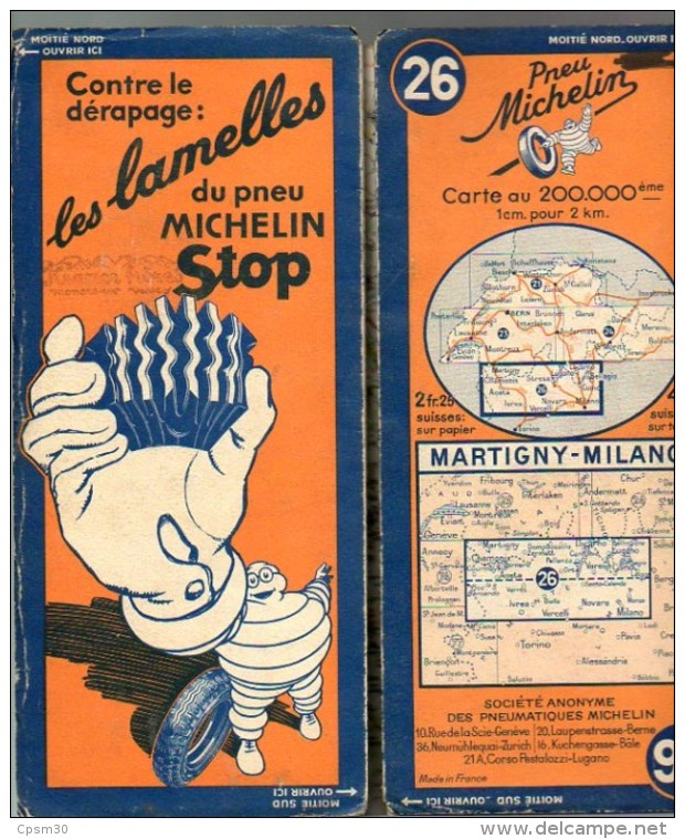 Carte Géographique MICHELIN - N° 026 - MARTIGNY-MILANO - N° 42-367 - Wegenkaarten