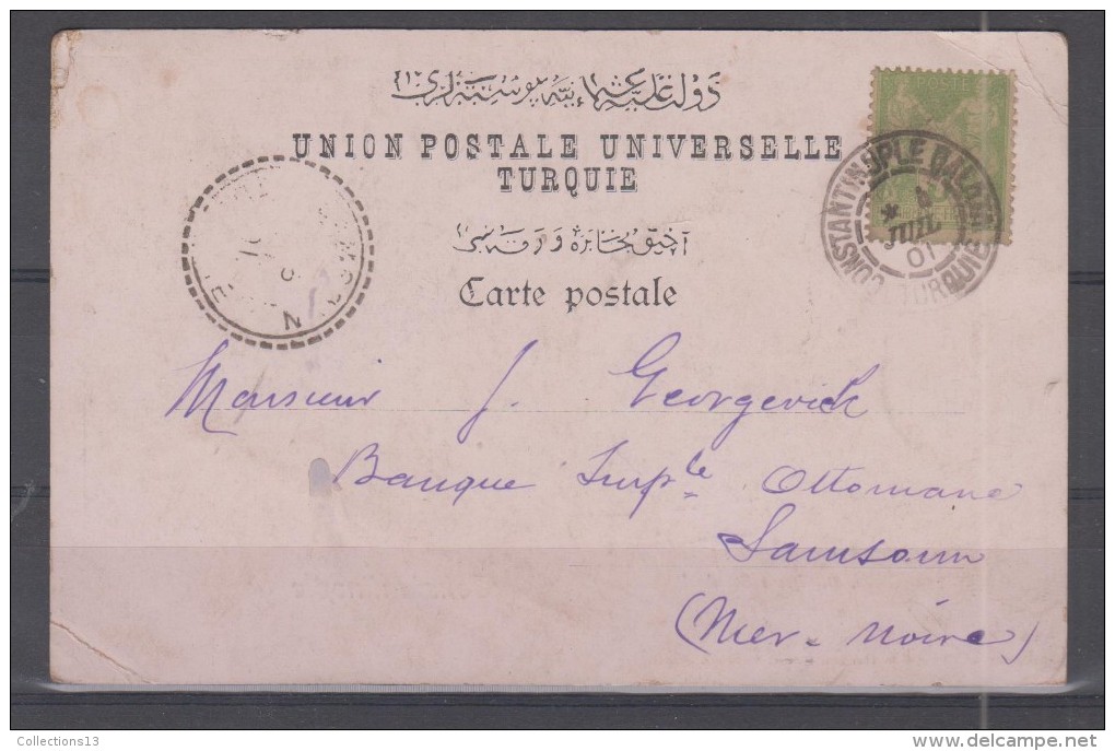 CACHET CONSTANTINOPLE GALATA Poste Française Sur Type Sage (04/07/01) - Brieven En Documenten