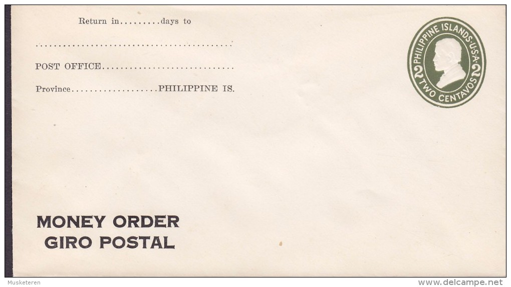 Philippine Islands- USA Postal Stationery Ganzsache Entier 2 C. MONEY ORDER Giro Postal (Unused) - Filippijnen