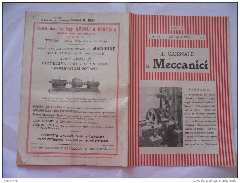 IL GIORNALE DEI MECCANICI N.6  1926 - Altri & Non Classificati