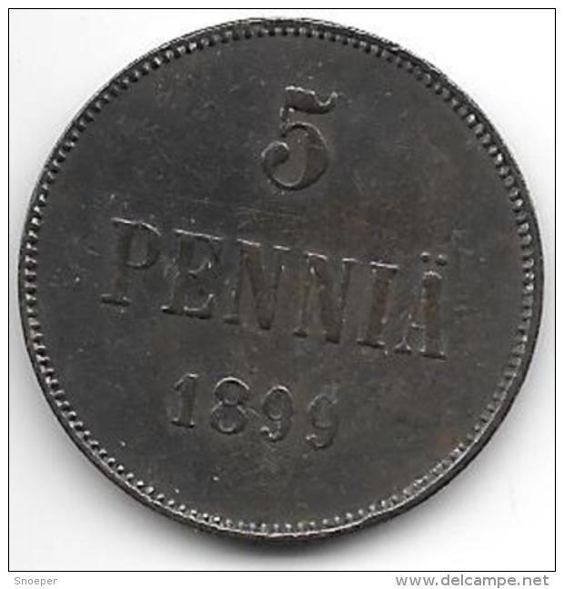 *finland 5 Pennia 1899  Km 15  Vf - Finlandia