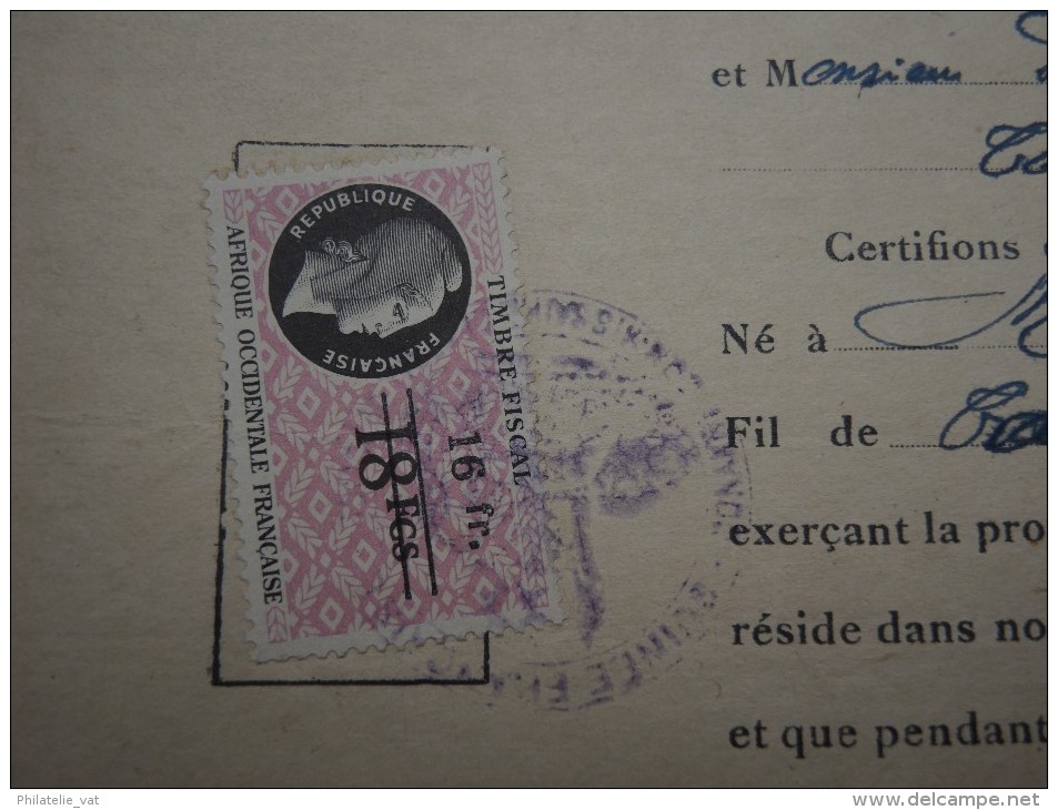 GUINEE FRANCAISE - Timbre Fiscal Sur Document - Trés Rare Pour Cette Ancienne Colonie Française - A Voir - Lot N°16415 - Covers & Documents